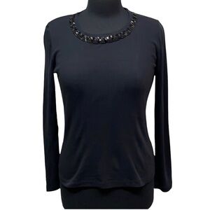 Talbots Beaded Blouse Black